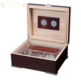 Visol Xander Burgundy Wood Desktop Cigar Humidor Gift Set - Humidor Enthusiast