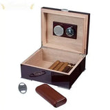 Visol Xander Burgundy Wood Desktop Cigar Humidor Gift Set - Humidor Enthusiast