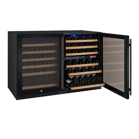Allavino 112 Bottle Three Zone Black Side-by-Side Wine Refrigerator