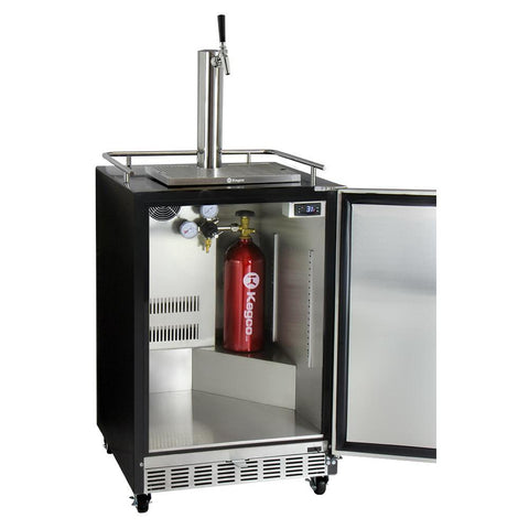 Kegco HK38BSC-1 Full Size Digital Commercial Undercounter Kegerator with X-CLUSIVE Premium Direct Draw Kit - Right Hinge