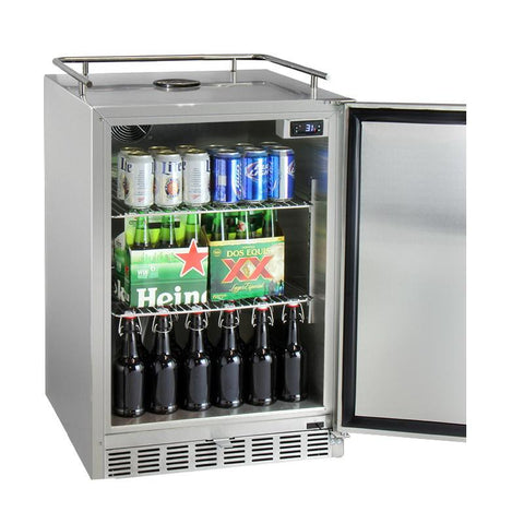 Kegco HK38SSU-3 Three Faucet Outdoor Undercounter Kegerator with X-CLUSIVE Premium Direct Draw Kit - Right Hinge