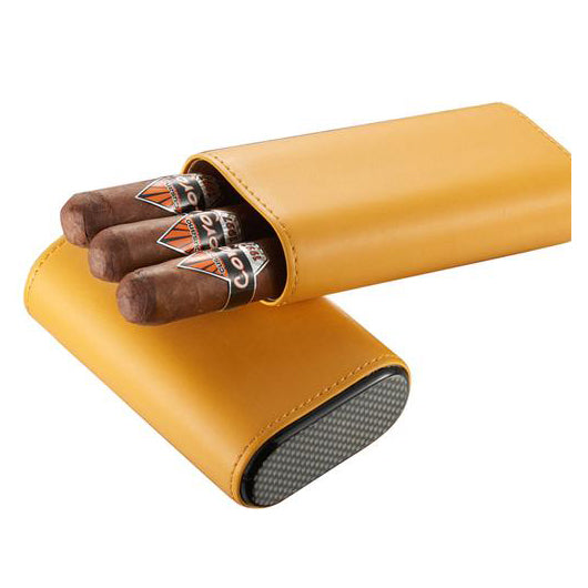 Visol Burgos 3 Cigar Leather Travel Humidor in Black or Yellow