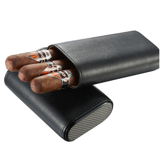 Visol Madrid Leather Travel Humidor (Holds 18 Cigars) Black