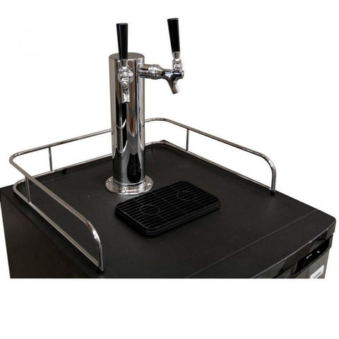 Kegco KOM19S-2NK Dual Faucet Kombucharator with Black Cabinet and Stainless Steel Door