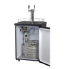 Image of Kegco K209SS-2NK Two Keg Tap Faucet Beer Dispenser - Black Cabinet with Stainless Steel Door