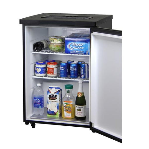 Kegco KOM20S-2NK Double Faucet Kombucha Cooler Dispenser with Black Cabinet and Stainless Steel Door