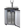 Image of Kegco KOM30S-2NK Two Faucet Digital Kombucha Keg Cooler - Black Cabinet with Stainless Steel Door