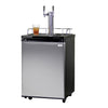 Image of Kegco KOM20S-2NK Double Faucet Kombucha Cooler Dispenser with Black Cabinet and Stainless Steel Door
