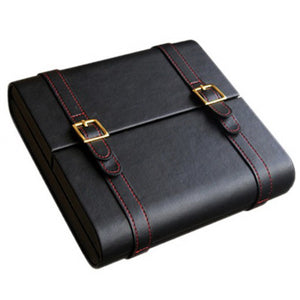 The Augustus Black Leather Traveler Cigar Humidor by Prestige Import Group