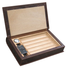 The Novelist Brown Leather Book Travel Humidor by Prestige Import Group