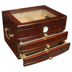 The Regent Glass Top Humidor with Drawers by Prestige Import Group