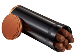 Visol Carlos 7-Cigar Desk/Travel Cigar Humidor - Black with Copper Rim - Humidor Enthusiast