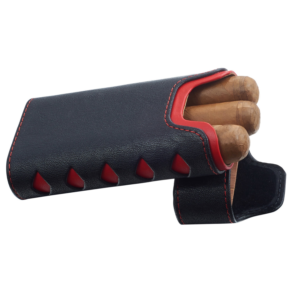 Visol, Visol Black & Red Diamond PU Leather Flip Case, Humidor - Humidor Enthusiast