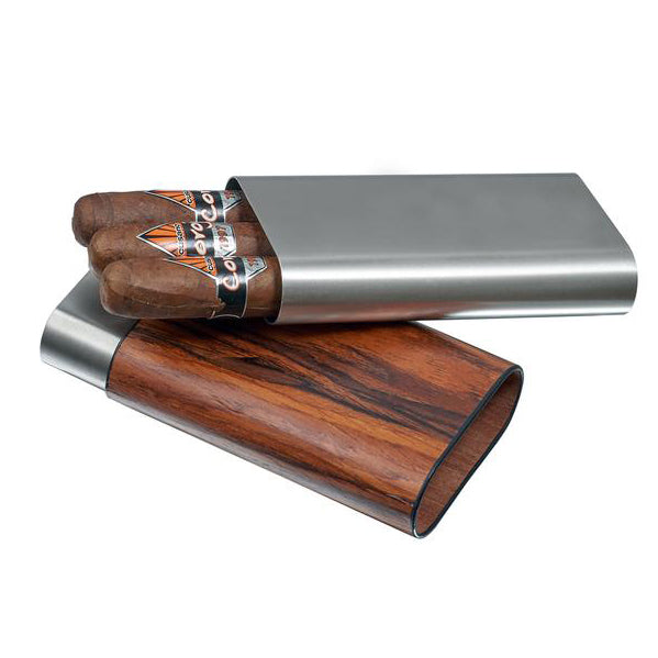 Visol, Visol Carver Natural Wood and Stainless Steel Case, Humidor - Humidor Enthusiast