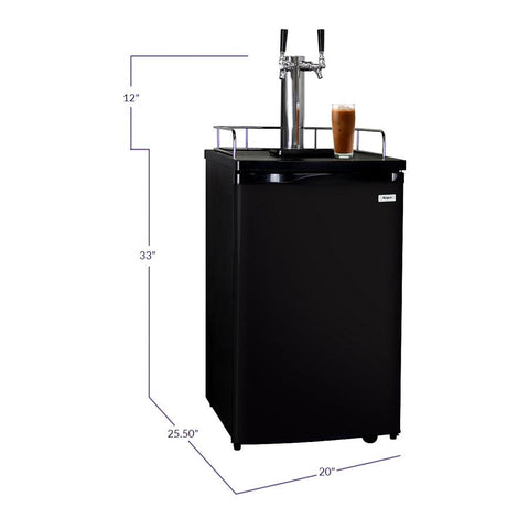 Kegco ICK19B-2 Dual Faucet Javarator Cold-Brew Coffee Dispenser with Black Cabinet and Door
