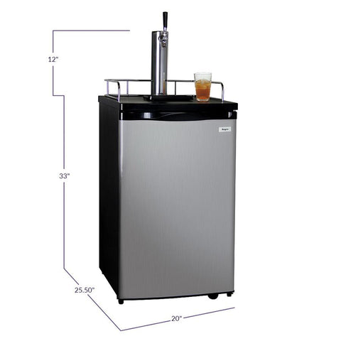 Kegco KOM19S-1NK Kombucharator with Black Cabinet and Stainless Steel Door