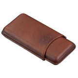 Visol Legend Brown Genuine Leather Cigar Case - Holds 3 Cigars