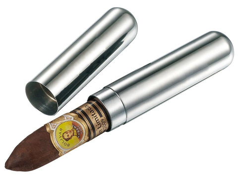 Visol Delta Satin Finish Stainless Steel Cigar Holder - Humidor Enthusiast