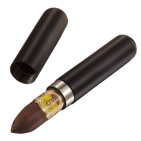 Visol Delta Black Matte Stainless Steel Cigar Tube - 1 Cigar - Humidor Enthusiast