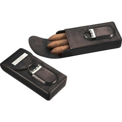 Visol Caldwell Black Leather Cigar Case with Cigar Cutter - Humidor Enthusiast