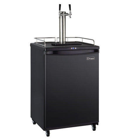 Kegco Z163B-2NK Two Faucet Commercial Grade Kegerator with Digital Temp Control - Black Cabinet with Black Door